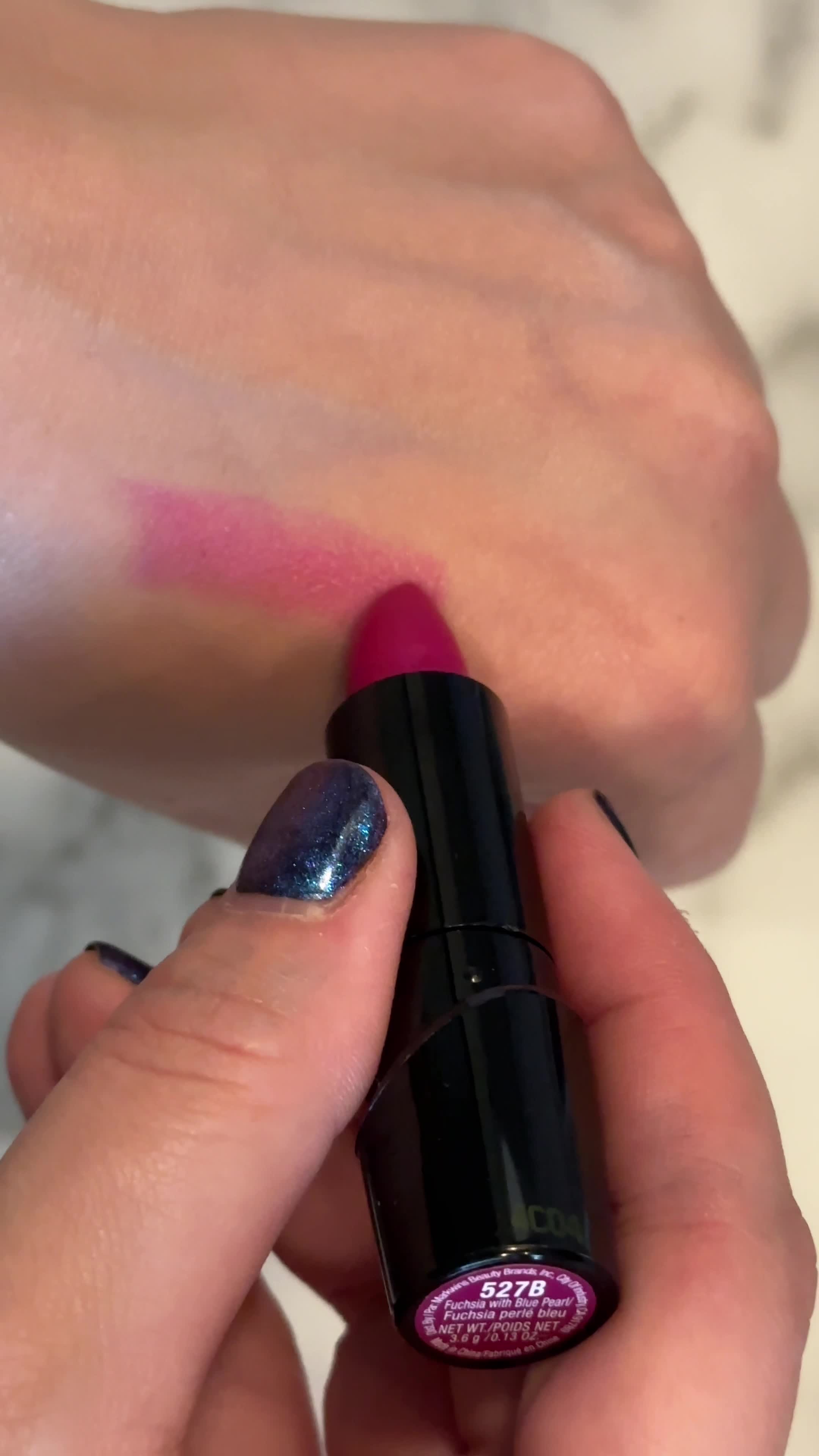 Watch wet n wild Silk Finish Lipstick - Fuchsia with Blue Pearl on